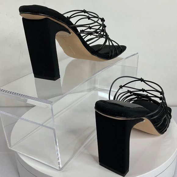 Good American Shoes Womens Size 8 Black Strappy Heels Caged Mule $260 Nwb - Picture 10 of 10